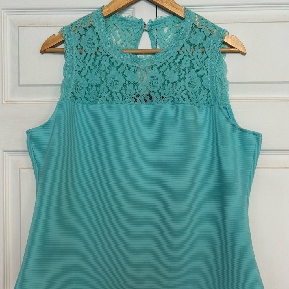 New York & Company Teal Lace Blouse